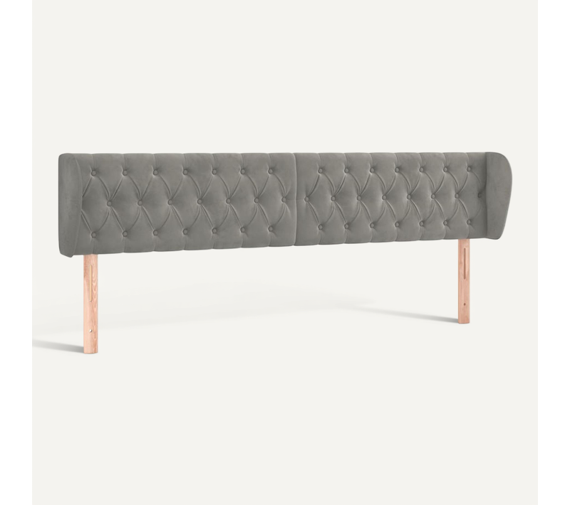 Tête De Lit Avec Oreilles Gris Clair 183x23x78/88 Cm Velours