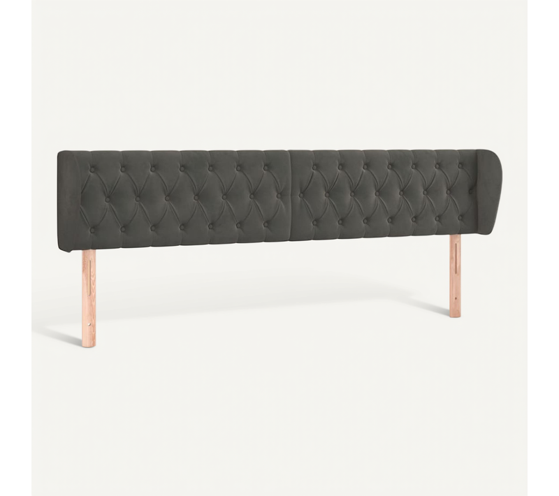 Tête De Lit Avec Oreilles Gris Foncé 183x23x78/88 Cm Velours