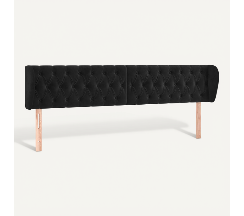 Tête De Lit Avec Oreilles Noir 183x23x78/88 Cm Velours