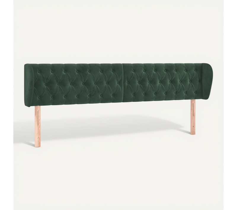 Tête De Lit Avec Oreilles Vert Foncé 203x23x78/88 Cm Velours