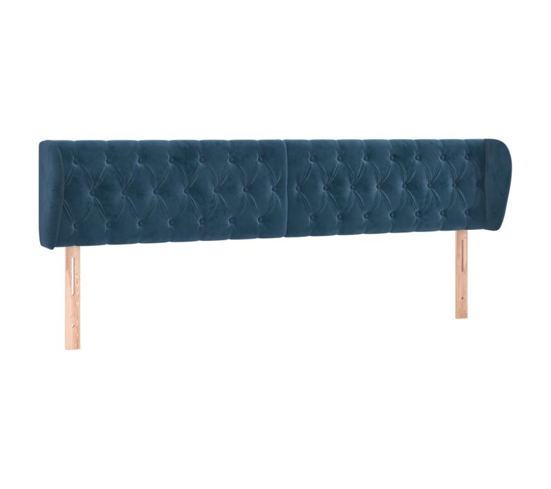 Tête De Lit Avec Oreilles Bleu Foncé 203x23x78/88 Cm Velours
