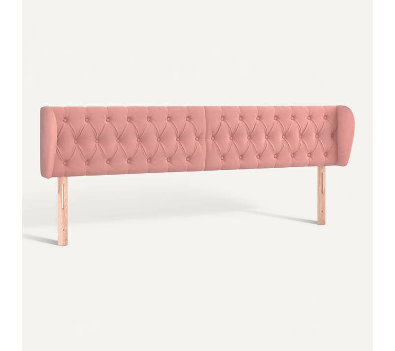 Tête De Lit Avec Oreilles Rose 203x23x78/88 Cm Velours