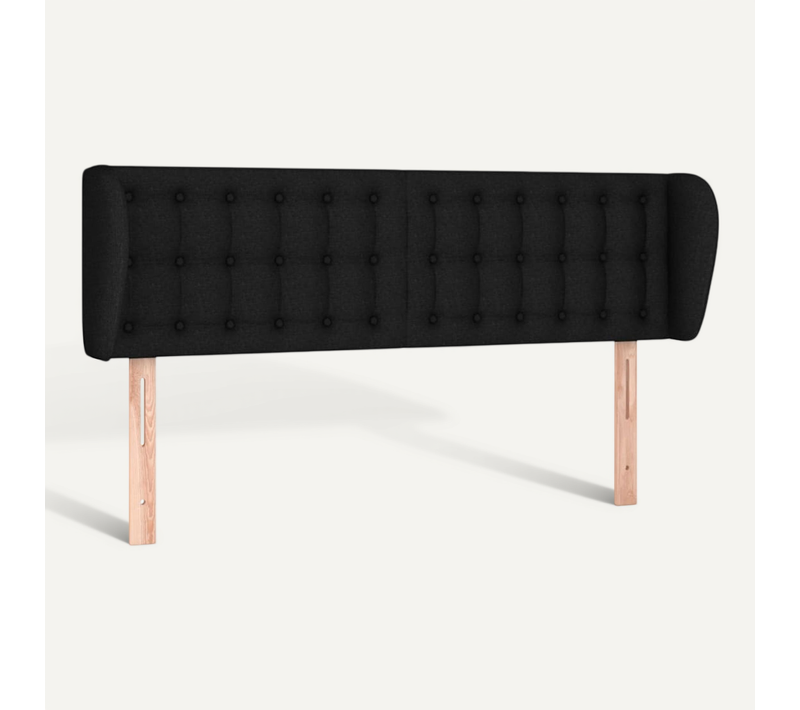 Tête De Lit Avec Oreilles Noir 147x23x78/88 Cm Tissu