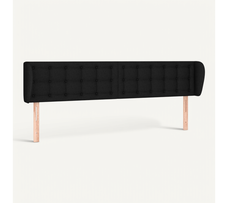 Tête De Lit Avec Oreilles Noir 163x23x78/88 Cm Tissu