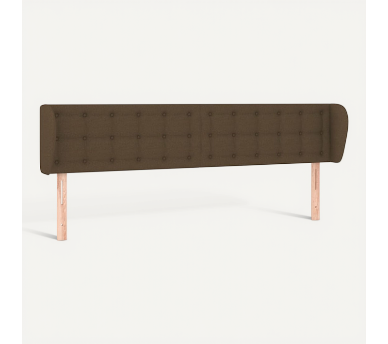 Tête De Lit Avec Oreilles Marron Foncé 163x23x78/88 Cm Tissu