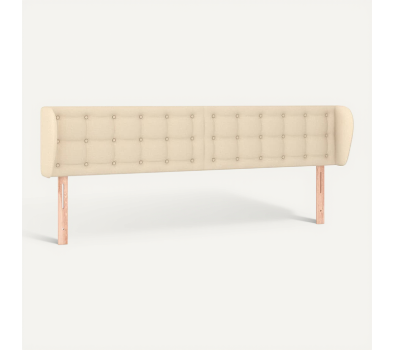 Tête De Lit Avec Oreilles Crème 163x23x78/88 Cm Tissu