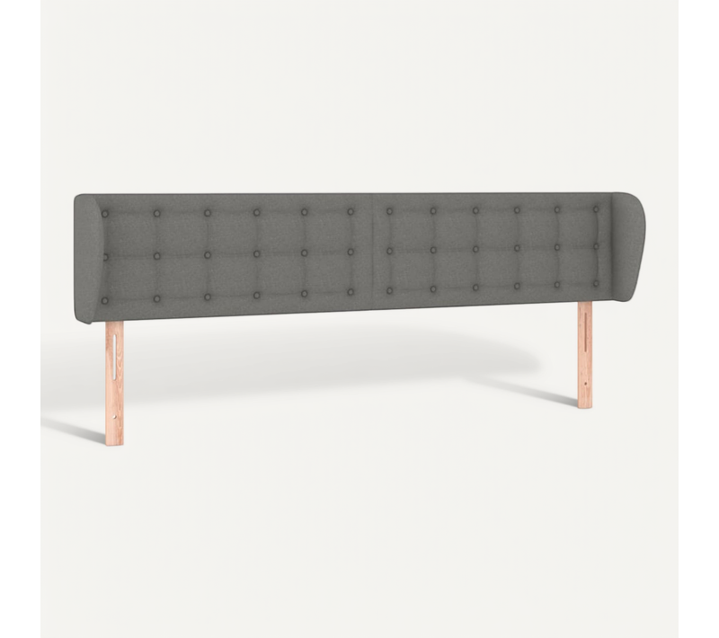 Tête De Lit Avec Oreilles Gris Foncé 183x23x78/88 Cm Tissu