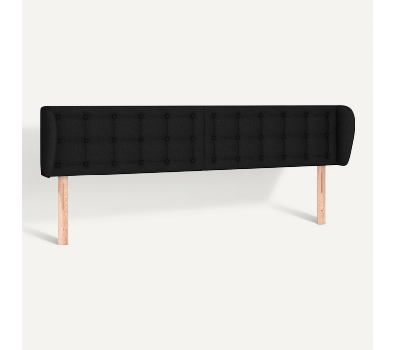 Tête De Lit Avec Oreilles Noir 183x23x78/88 Cm Tissu