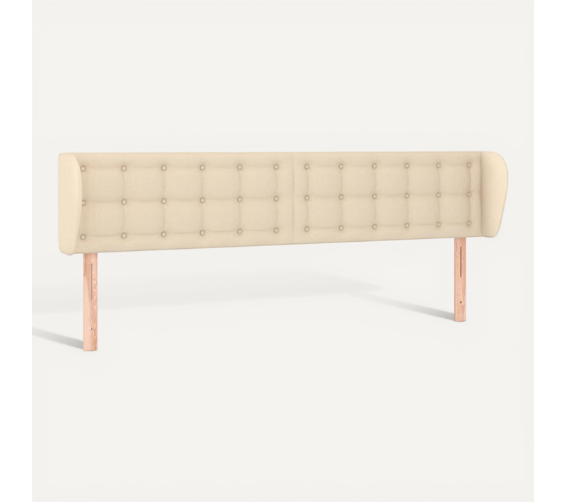 Tête De Lit Avec Oreilles Crème 183x23x78/88 Cm Tissu