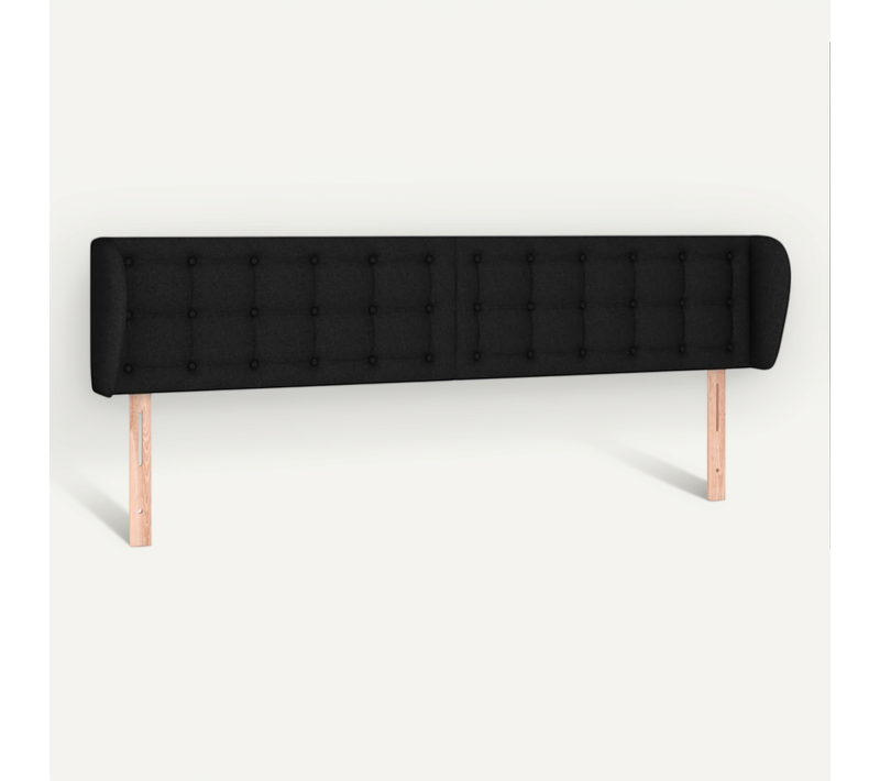 Tête De Lit Avec Oreilles Noir 203x23x78/88 Cm Tissu