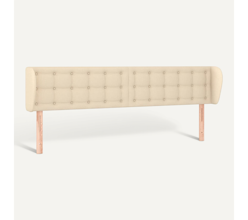 Tête De Lit Avec Oreilles Crème 203x23x78/88 Cm Tissu