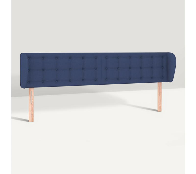 Tête De Lit Avec Oreilles Bleu 203x23x78/88 Cm Tissu