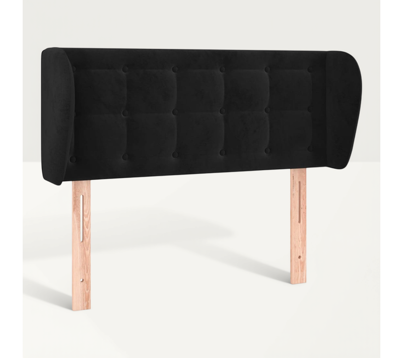 Tête De Lit Avec Oreilles Noir 103x23x78/88 Cm Velours