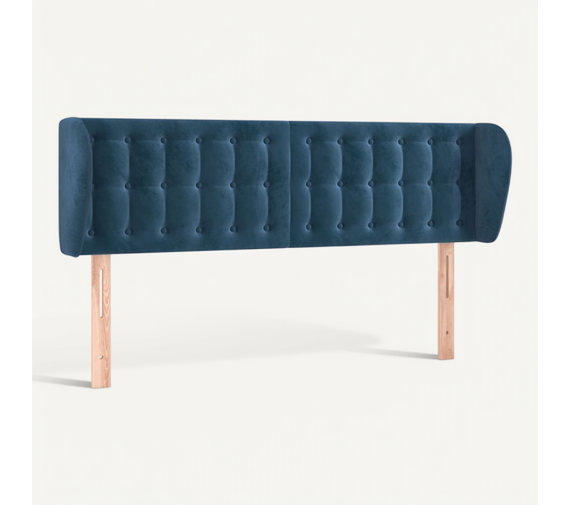 Tête De Lit Avec Oreilles Bleu Foncé 147x23x78/88 Cm Velours