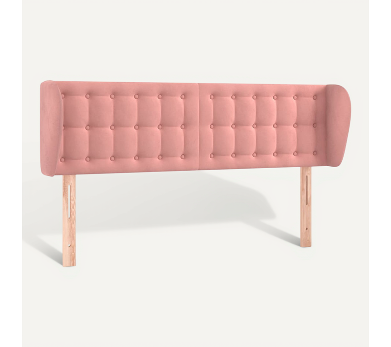 Tête De Lit Avec Oreilles Rose 147x23x78/88 Cm Velours