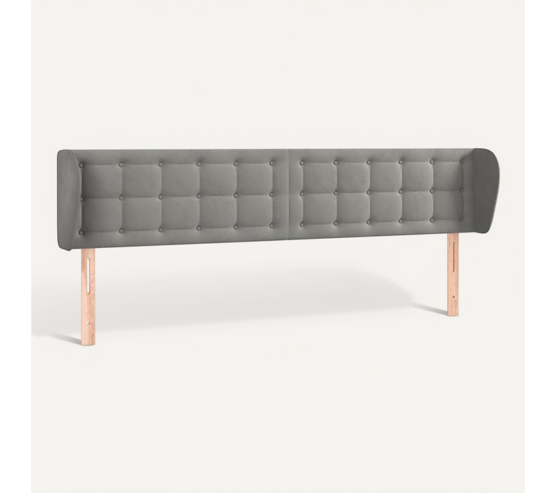 Tête De Lit Avec Oreilles Gris Clair 163x23x78/88 Cm Velours