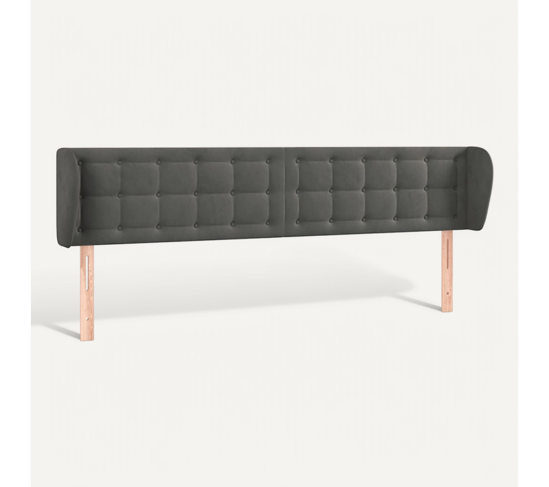 Tête De Lit Avec Oreilles Gris Foncé 163x23x78/88 Cm Velours