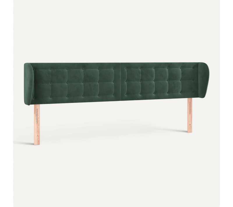 Tête De Lit Avec Oreilles Vert Foncé 163x23x78/88 Cm Velours