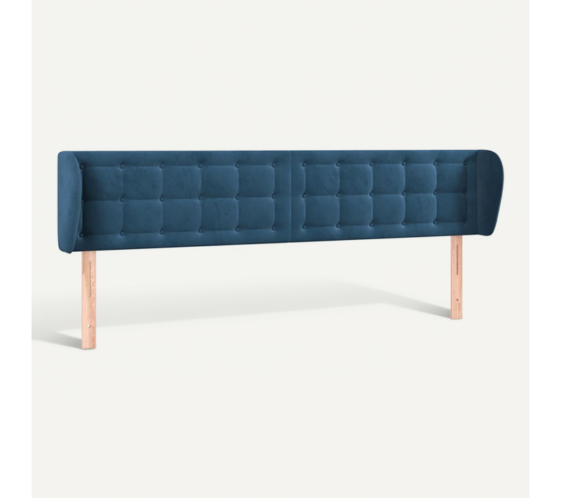 Tête De Lit Avec Oreilles Bleu Foncé 163x23x78/88 Cm Velours