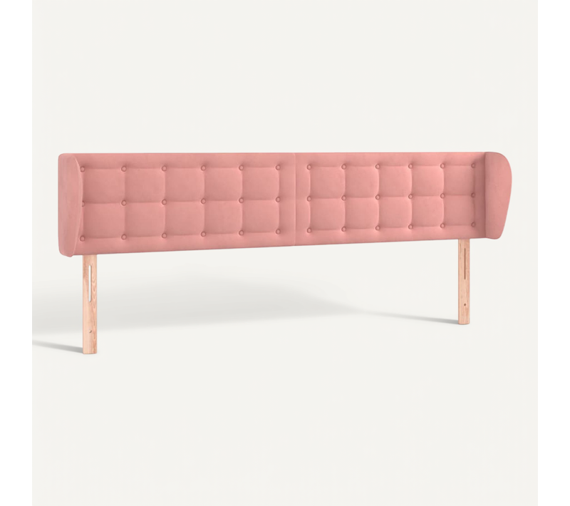 Tête De Lit Avec Oreilles Rose 163x23x78/88 Cm Velours