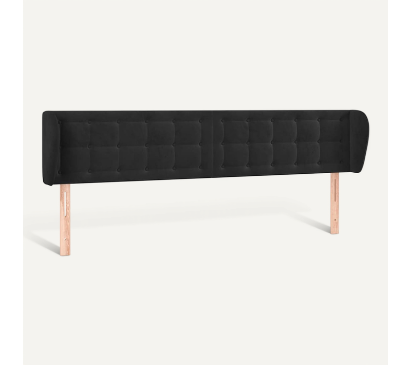 Tête De Lit Avec Oreilles Noir 183x23x78/88 Cm Velours