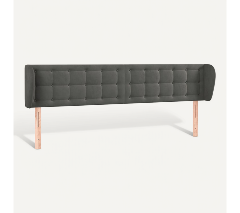 Tête De Lit Avec Oreilles Gris Foncé 203x23x78/88 Cm Velours