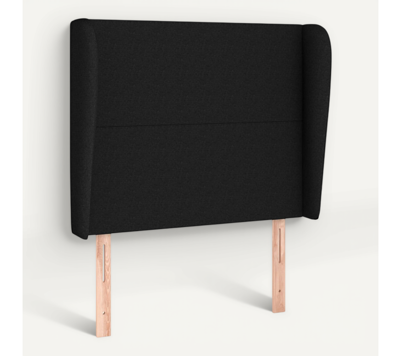 Tête De Lit Avec Oreilles Noir 103x23x118/128 Cm Tissu