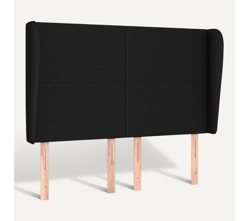 Tête De Lit Avec Oreilles Noir 147x23x118/128 Cm Tissu