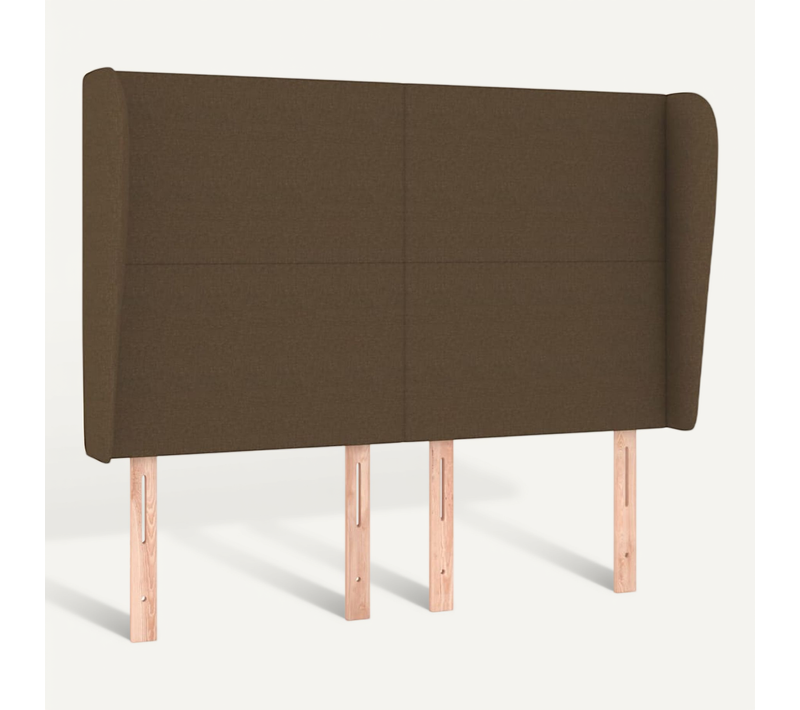 Tête De Lit Avec Oreilles Marron Foncé 147x23x118/128 Cm Tissu
