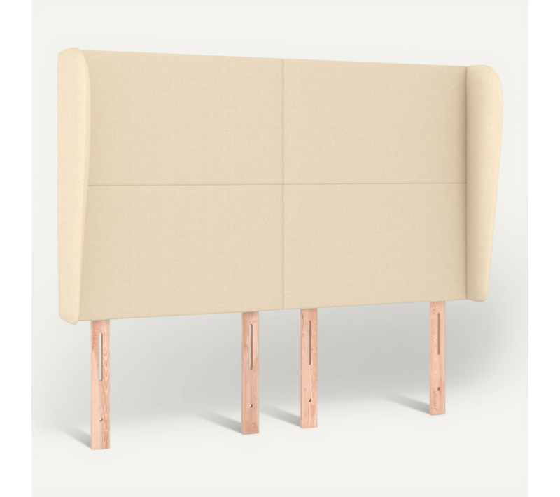 Tête De Lit Avec Oreilles Crème 147x23x118/128 Cm Tissu