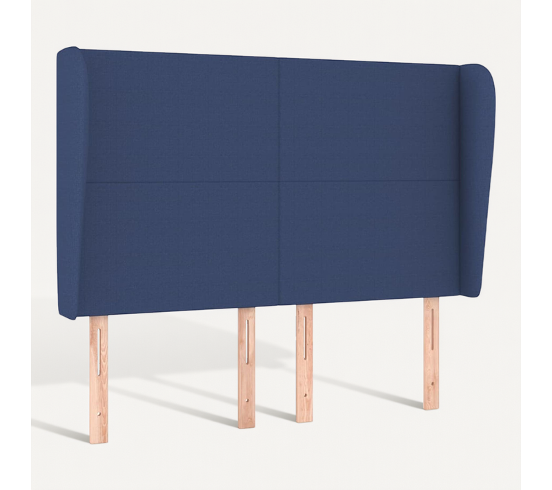 Tête De Lit Avec Oreilles Bleu 147x23x118/128 Cm Tissu