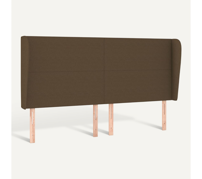 Tête De Lit Avec Oreilles Marron Foncé 163x23x118/128 Cm Tissu