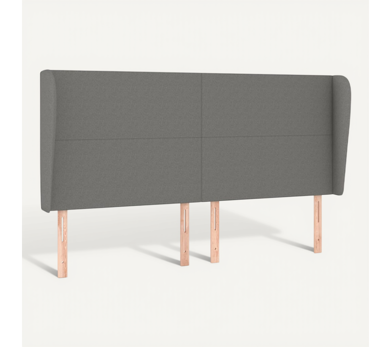 Tête De Lit Avec Oreilles Gris Foncé 183x23x118/128 Cm Tissu