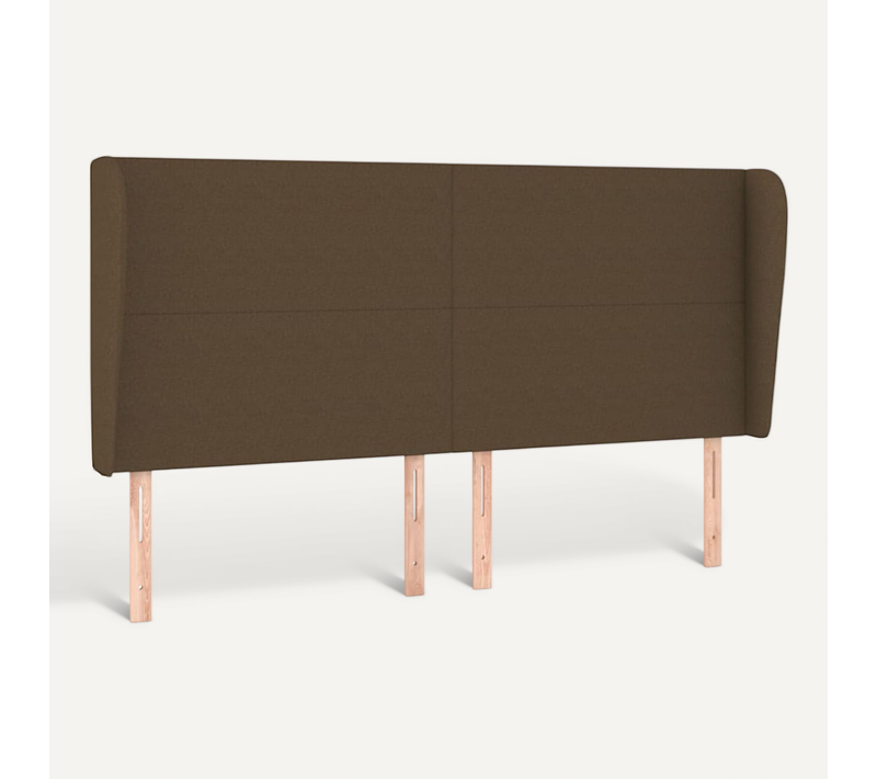 Tête De Lit Avec Oreilles Marron Foncé 183x23x118/128 Cm Tissu
