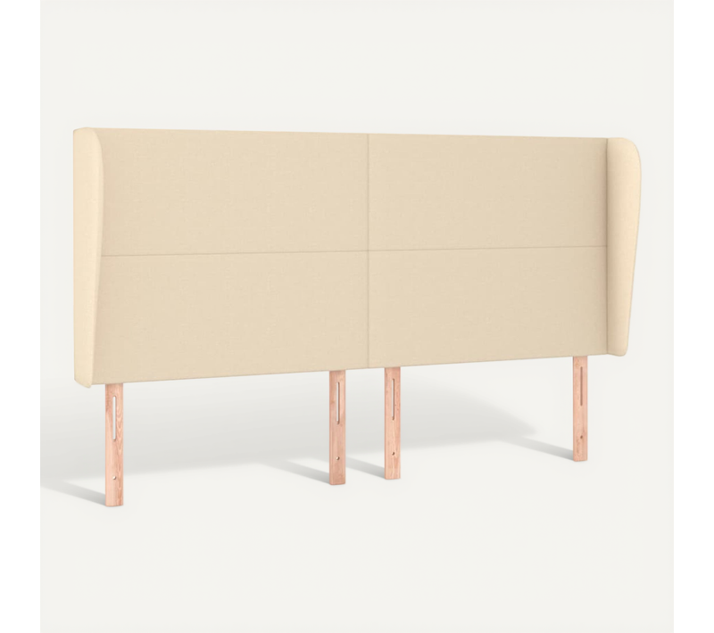Tête De Lit Avec Oreilles Crème 183x23x118/128 Cm Tissu