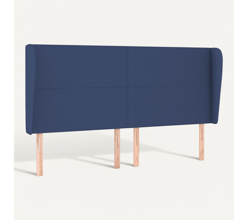 Tête De Lit Avec Oreilles Bleu 183x23x118/128 Cm Tissu