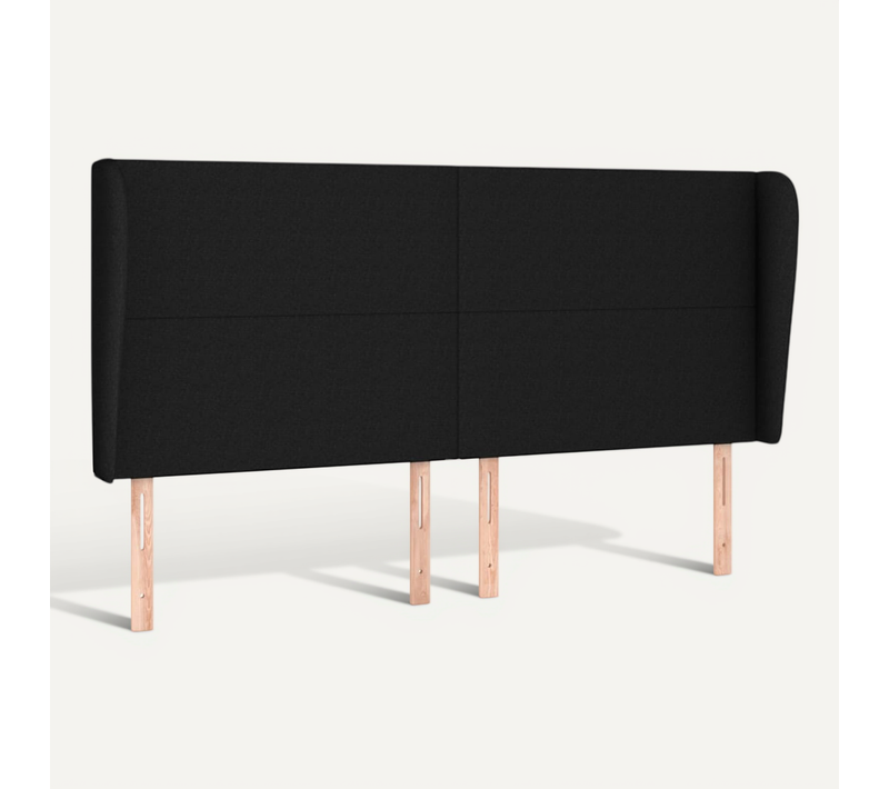 Tête De Lit Avec Oreilles Noir 203x23x118/128 Cm Tissu