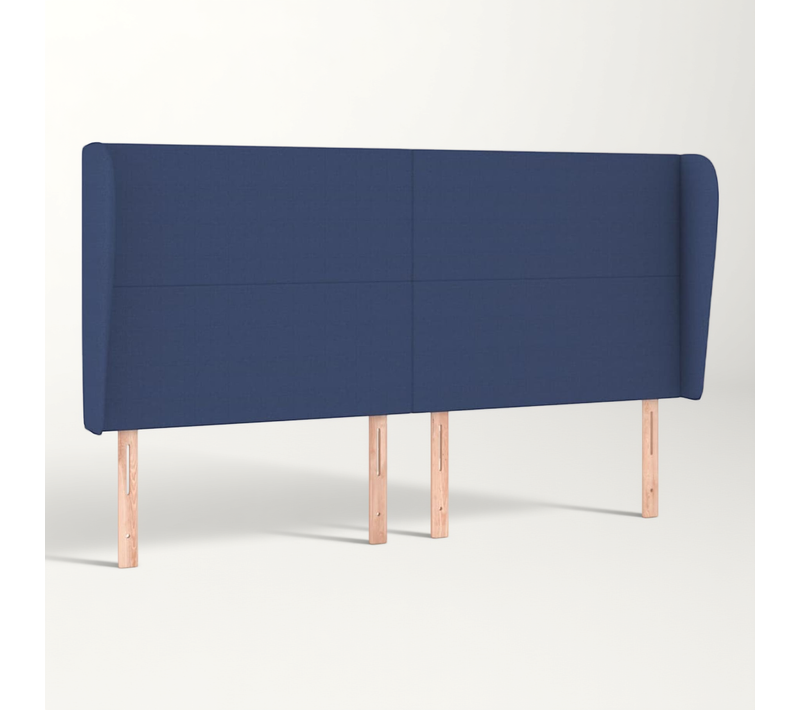 Tête De Lit Avec Oreilles Bleu 203x23x118/128 Cm Tissu