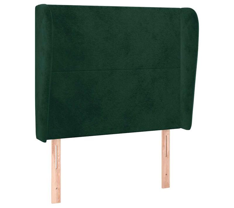 Tête De Lit Avec Oreilles Vert Foncé 103x23x118/128 Cm Velours