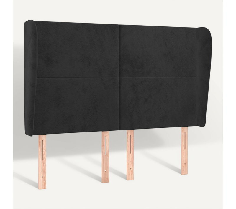 Tête De Lit Avec Oreilles Noir 147x23x118/128 Cm Velours