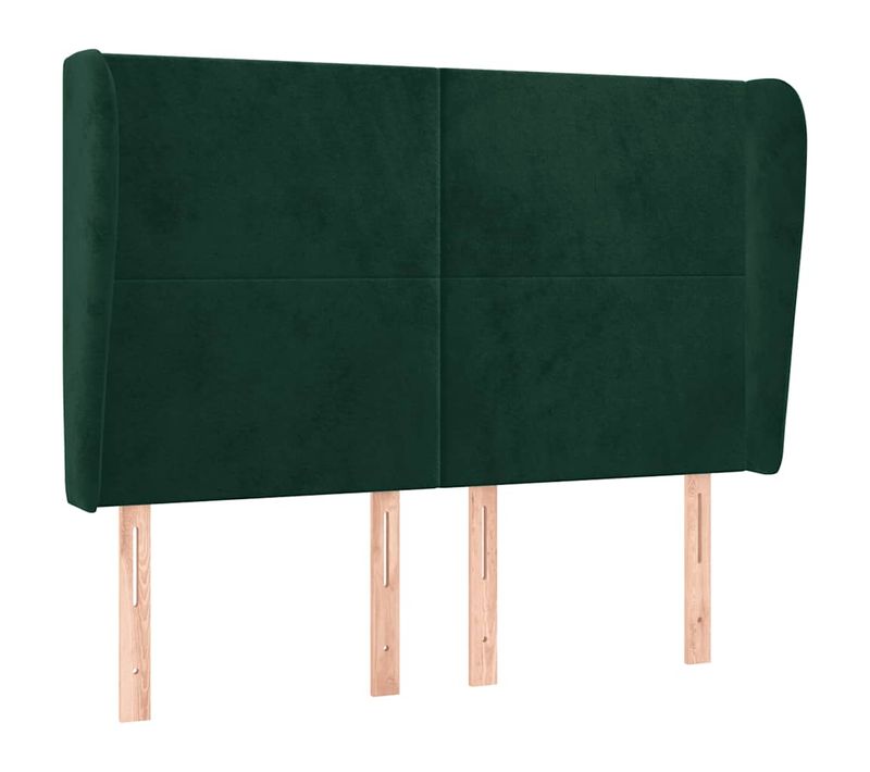Tête De Lit Avec Oreilles Vert Foncé 147x23x118/128 Cm Velours