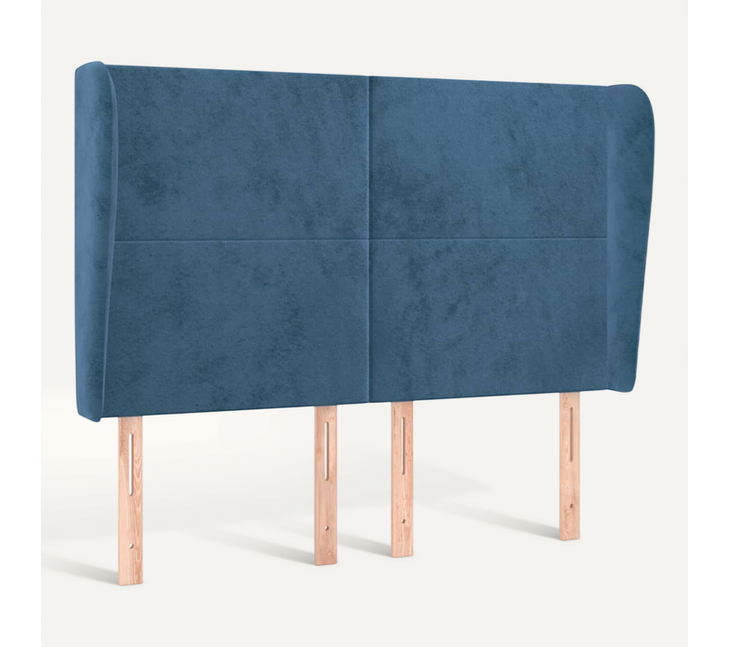 Tête De Lit Avec Oreilles Bleu Foncé 147x23x118/128 Cm Velours