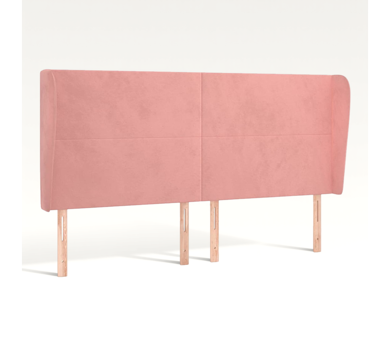 Tête De Lit Avec Oreilles Rose 163x23x118/128 Cm Velours