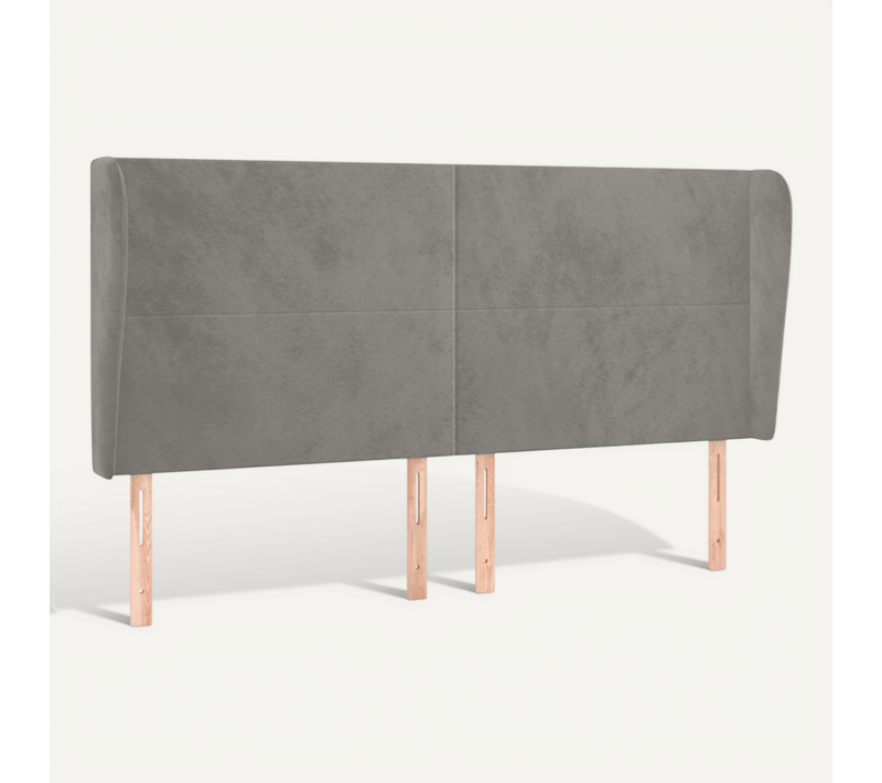 Tête De Lit Avec Oreilles Gris Clair 183x23x118/128 Cm Velours