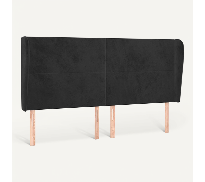 Tête De Lit Avec Oreilles Noir 183x23x118/128 Cm Velours