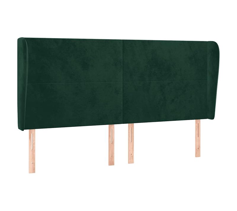 Tête De Lit Avec Oreilles Vert Foncé 183x23x118/128 Cm Velours