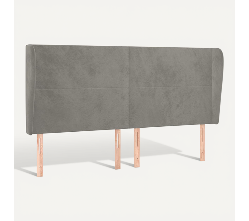 Tête De Lit Avec Oreilles Gris Clair 203x23x118/128 Cm Velours