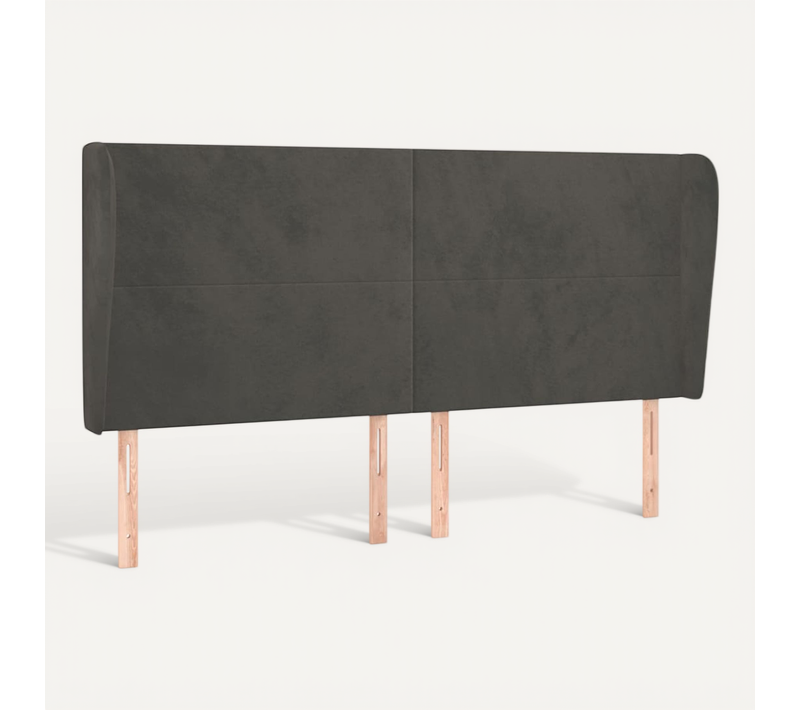 Tête De Lit Avec Oreilles Gris Foncé 203x23x118/128 Cm Velours