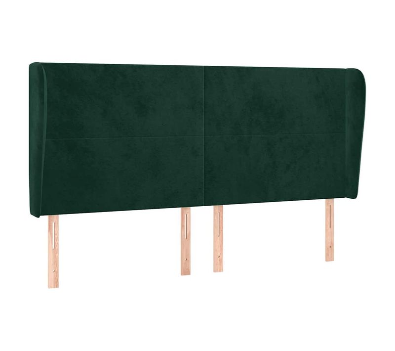 Tête De Lit Avec Oreilles Vert Foncé 203x23x118/128 Cm Velours