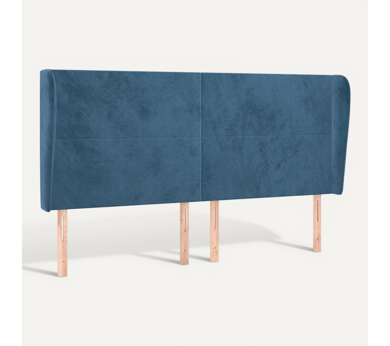 Tête De Lit Avec Oreilles Bleu Foncé 203x23x118/128 Cm Velours